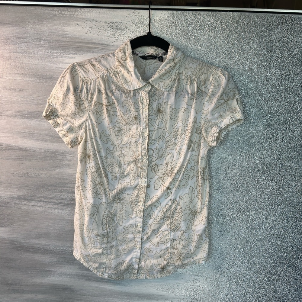 Hurley White and Black Floral Shirt